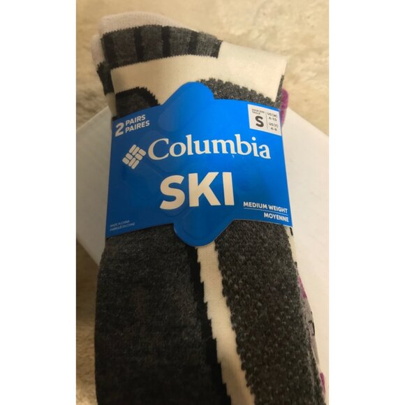 Columbia Ski Socks Womens Over The Calf 2 PAIRS Wool Blend Small Moisture Wickin - Picture 5 of 9